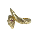 Vintage 9ct Gold & Ruby Snake Ring