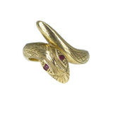 Vintage 9ct Gold & Ruby Snake Ring