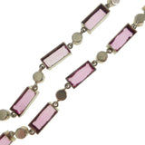 Antique Silver Pink Paste Chain Necklace