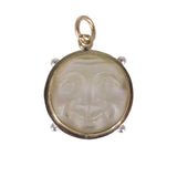 Antique Iridescent Man In The Moon Glass Pendant