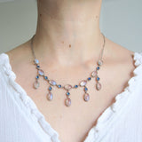 Antique Arts & Crafts Silver Moonstone Festoon Necklace