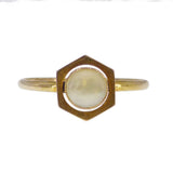 Antique Arts & Crafts Gold Blister Pearl Hexagonal Ring