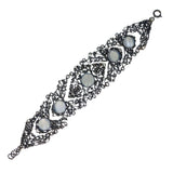 Antique Silver Filigree Moonstone Panel Bracelet
