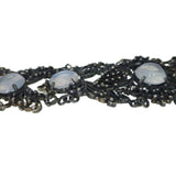 Antique Silver Filigree Moonstone Panel Bracelet