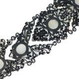 Antique Silver Filigree Moonstone Panel Bracelet