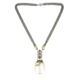 Vintage Louis Rousselet Faux Pearl Silver Chain Necklace
