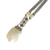 Vintage Louis Rousselet Faux Pearl Silver Chain Necklace