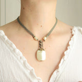 Vintage Louis Rousselet Faux Pearl Silver Chain Necklace