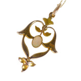 Antique Art Nouveau Gold Opal & Pearl Pendant