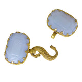 Antique Pink Opaline Glass Snake Buckle