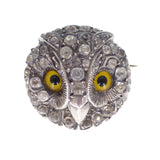 Antique Victorian Silver Paste Owl Brooch