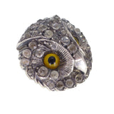 Antique Victorian Silver Paste Owl Brooch