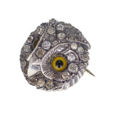 Antique Victorian Silver Paste Owl Brooch