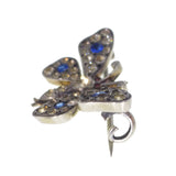 Antique Chunky Silver Blue Paste Butterfly Brooch