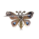 Antique Chunky Silver Blue Paste Butterfly Brooch