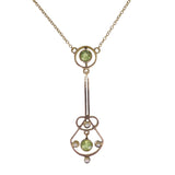 Antique 9ct Gold Peridot Pendant Necklace