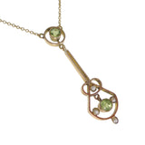 Antique 9ct Gold Peridot Pendant Necklace