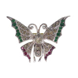 Antique Edwardian Silver Paste Butterfly Brooch
