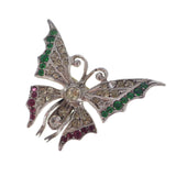 Antique Edwardian Silver Paste Butterfly Brooch