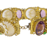 Antique Czechoslovakian Camphor Purple Glass Filigree Bracelet