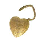 Antique Victorian Engraved Gold Metal Heart Locket Padlock