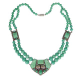 Antique Czechoslovakian Green Glass Panel Necklace