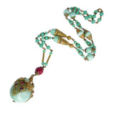 Antique Czechoslovakian Filigree Ball Drop Bead Necklace