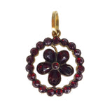 Antique Victorian Rolled Gold Garnet Pansy Pendant