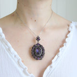 Antique French Purple Glass Locket Pendant
