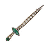 Antique Silver Split Pearl Sword Pin Brooch