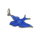 Vintage English Silver Blue Enamel Swallow Charm