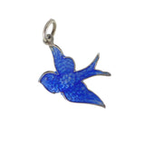 Vintage English Silver Blue Enamel Swallow Charm