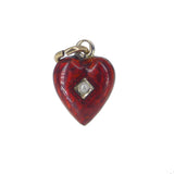 Antique Edwardian 9ct Gold Red Enamel Puffy Heart Charm