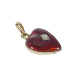 Antique Edwardian 9ct Gold Red Enamel Puffy Heart Charm
