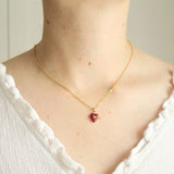 Antique Edwardian 9ct Gold Red Enamel Puffy Heart Charm
