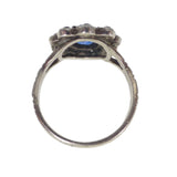 Antique Silver Blue Paste Cluster Ring