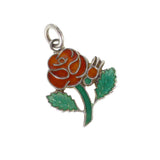 Vintage English Silver Enamel Rose Charm