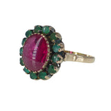 Vintage Gold Emerald & Ruby Solitaire Ring