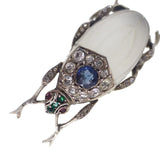 Antique Silver Camphor Glass Paste Insect Brooch