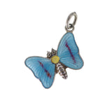 Vintage English Silver Enamel Butterfly Charm