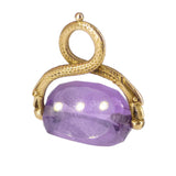Antique French 18ct Gold Snake Amethyst Fob Spinning Charm