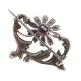 Antique Silver Turquoise Floral Spray Brooch