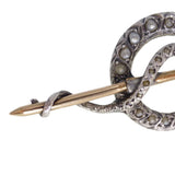 Antique Victorian Gold & Silver Pearl Snake Brooch