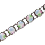 Vintage Silver Iris Rainbow Glass Bracelet