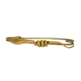 Vintage Gold Metal Snake Safety Pin Brooch
