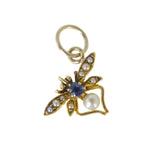 Antique Victorian 18ct Gold Blue Sapphire Pearl Insect Charm