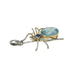 Antique Silver Blue Glass Spider Pendant Charm