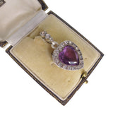 Antique Silver Purple Paste Heart Pendant - Boxed
