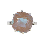 Antique Silver Saphiret Glass Solitaire Ring