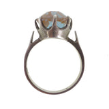 Antique Silver Saphiret Glass Solitaire Ring